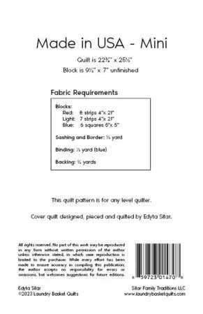 Made in the USA - Mini - Pieced Quilt Pattern