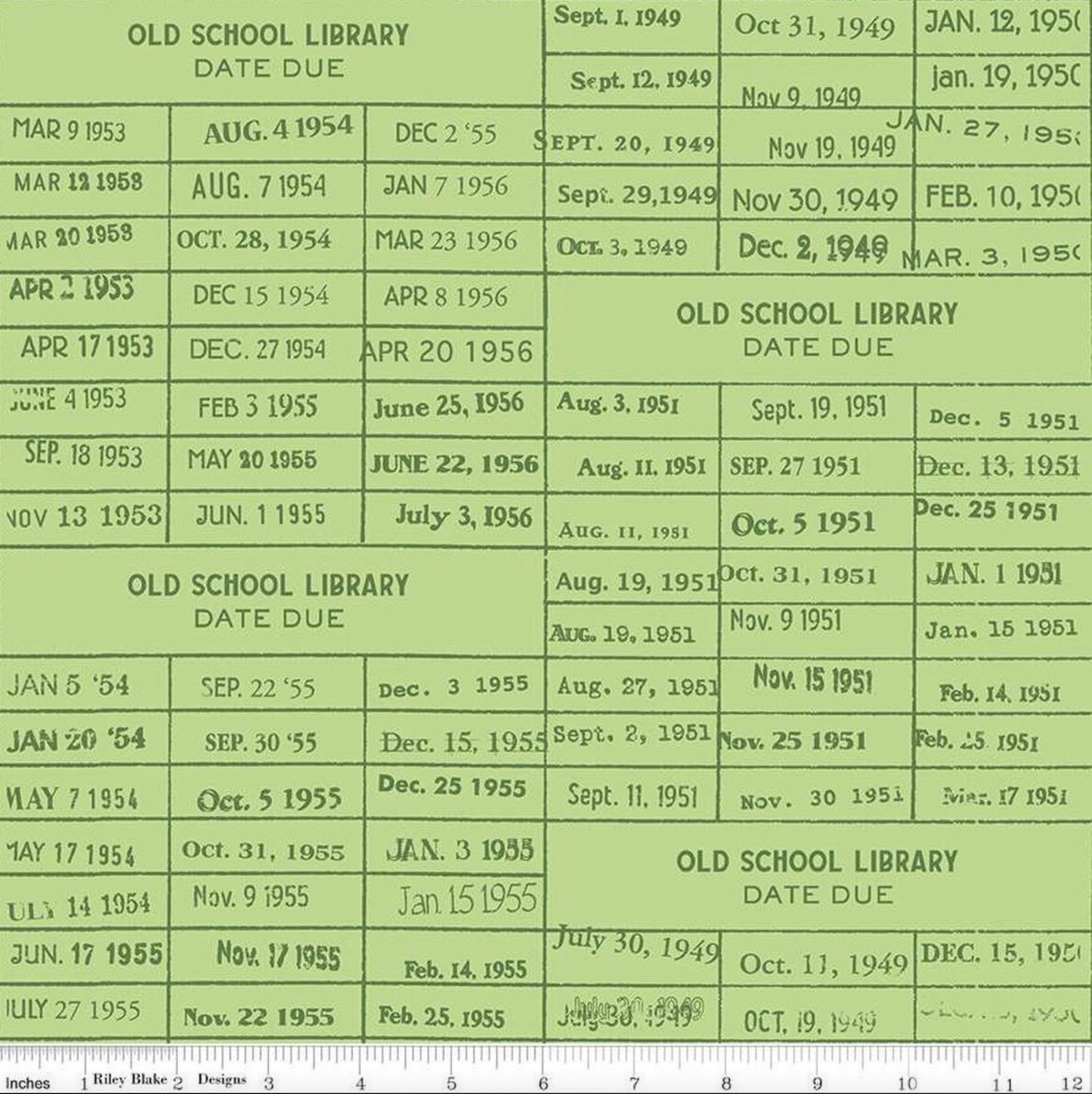 Old School Library Card (Green)