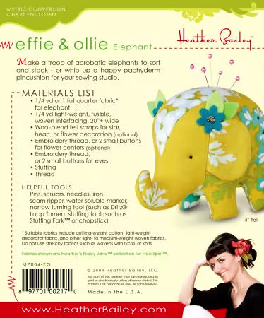 Effie & Ollie Elephant Sewing Pattern
