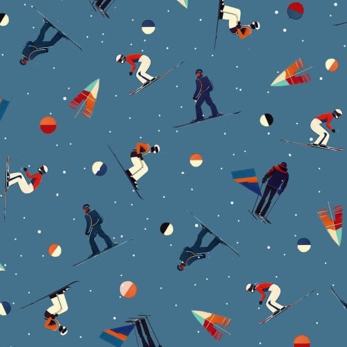 Tossed Skiers-Blue