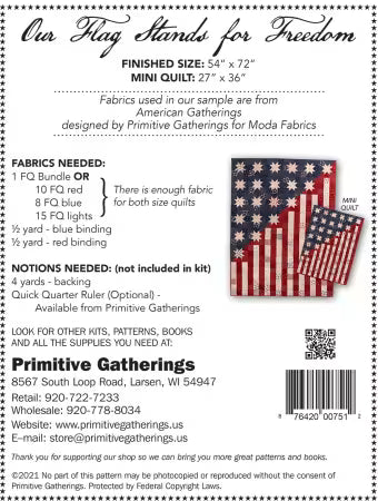 Our Flag Stands For Freedom Quilt Pattern
