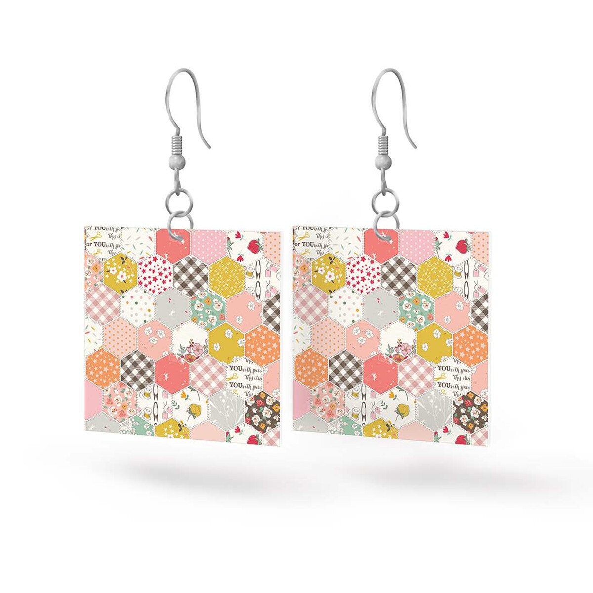 Leather Square Earrings BloomBerry - Riley Blake