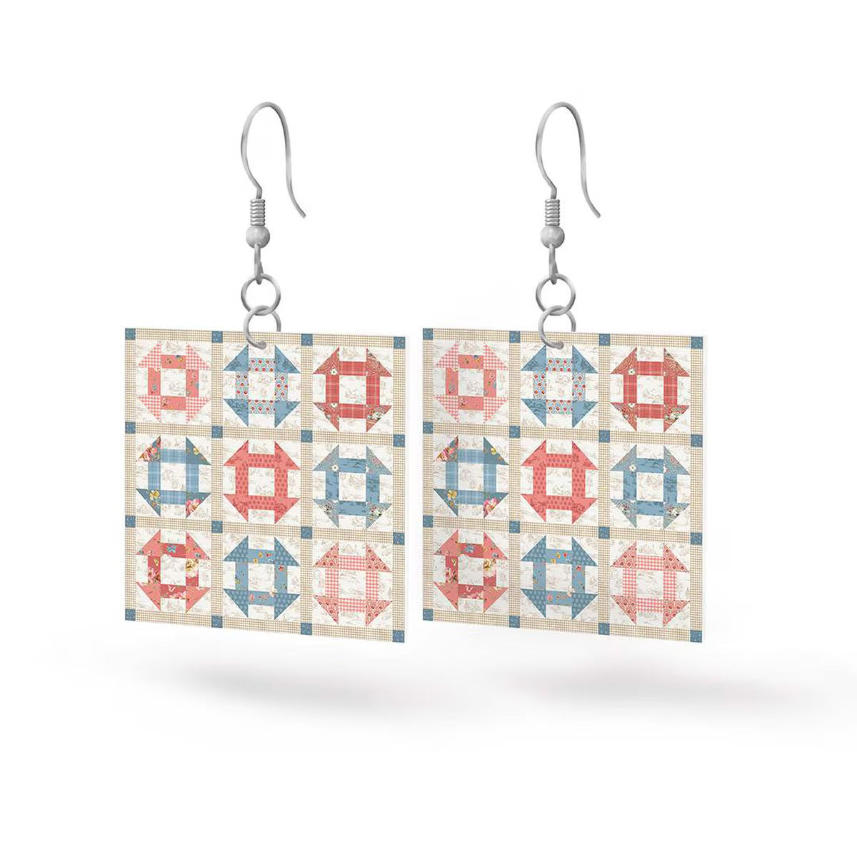 Leather Square Earrings Countryside - Riley Blake