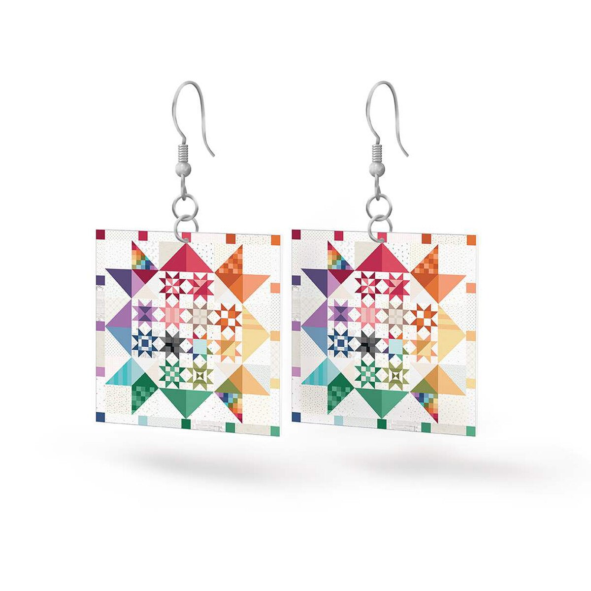 Leather Square Earrings Shine Together - Riley Blake