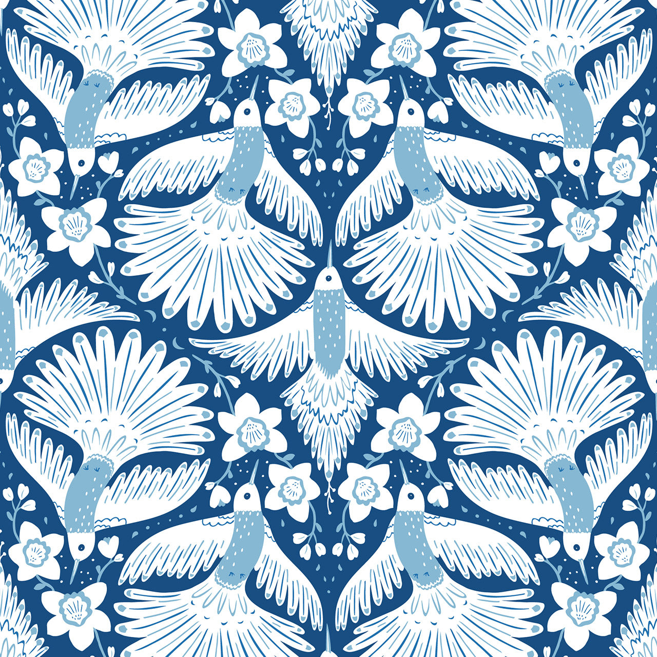 Sapphire Skies-Hummingbirds on Sapphire