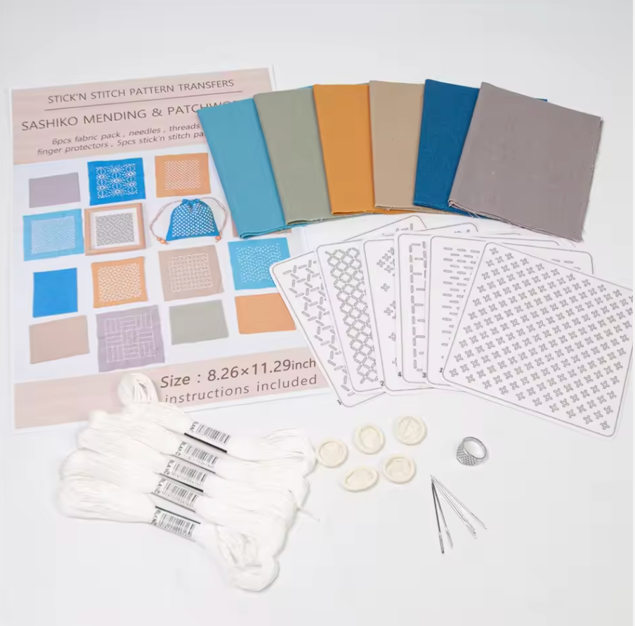Sashiko Mending and Patchwork Kits