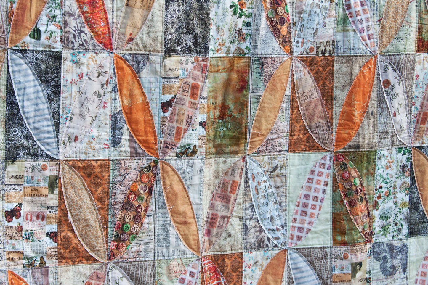 Burnished Quilt Kit Featuring Tim Holtz Eclectic Elements Pallete in Orange