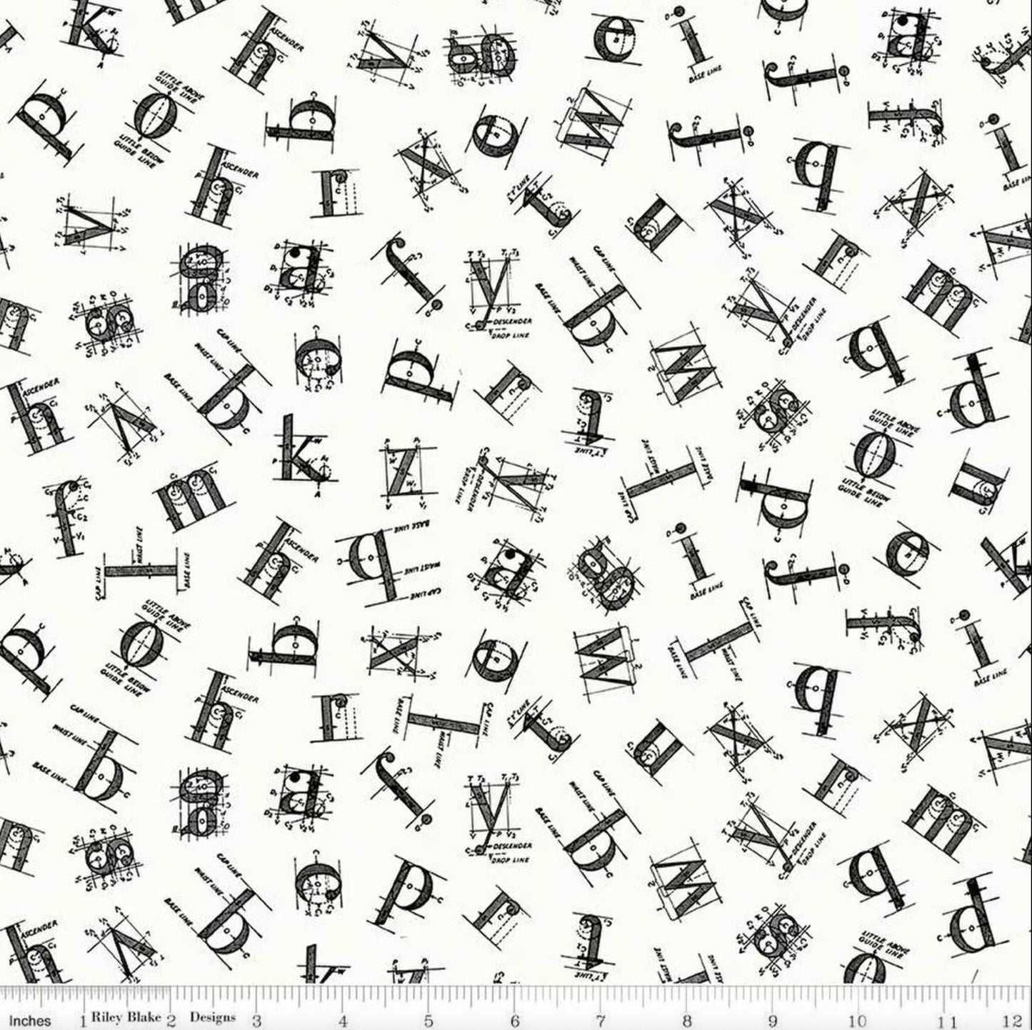 Old School Tossed Letters (White)