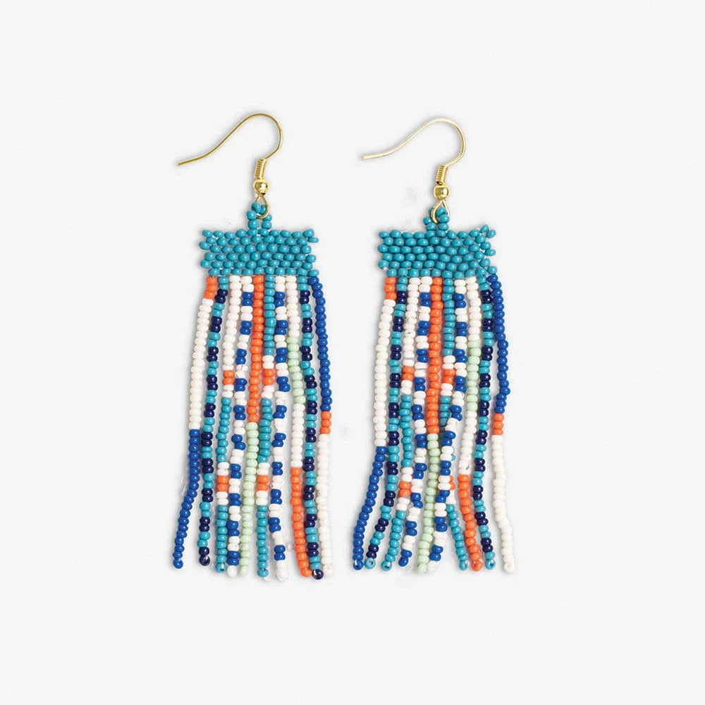 Ink + Alloy Adeline Mixed Pattern Bead Fringe Earrings Coastal