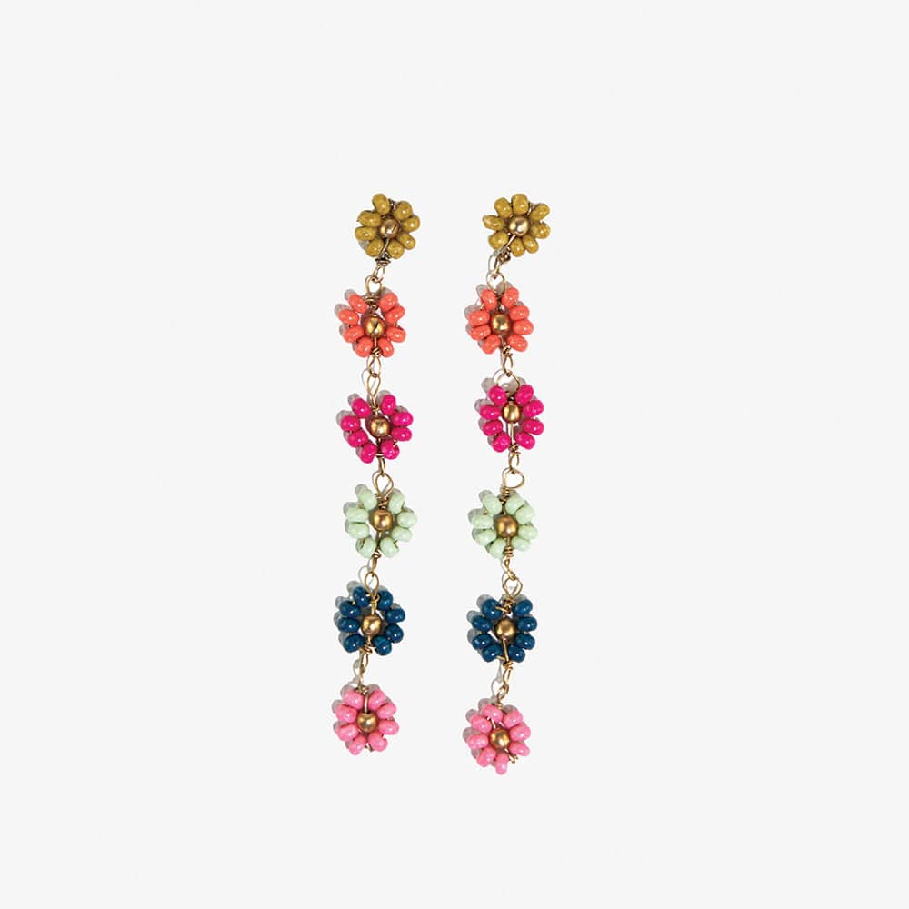 Ink + Alloy Amanda Multicolored Beaded Dangle Flower Earrings