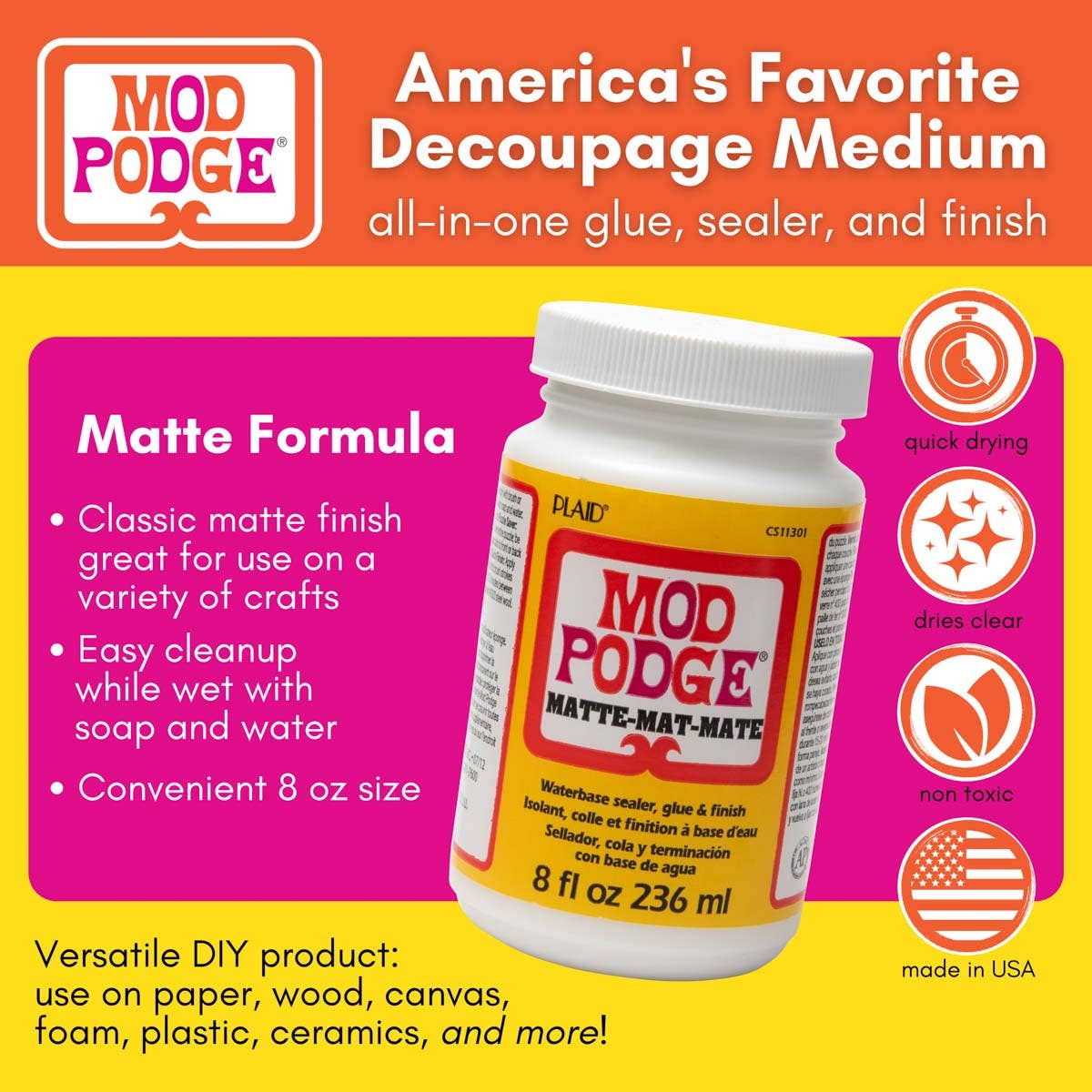 Mod Podge Matte Glue, Sealer, and Finish 8oz