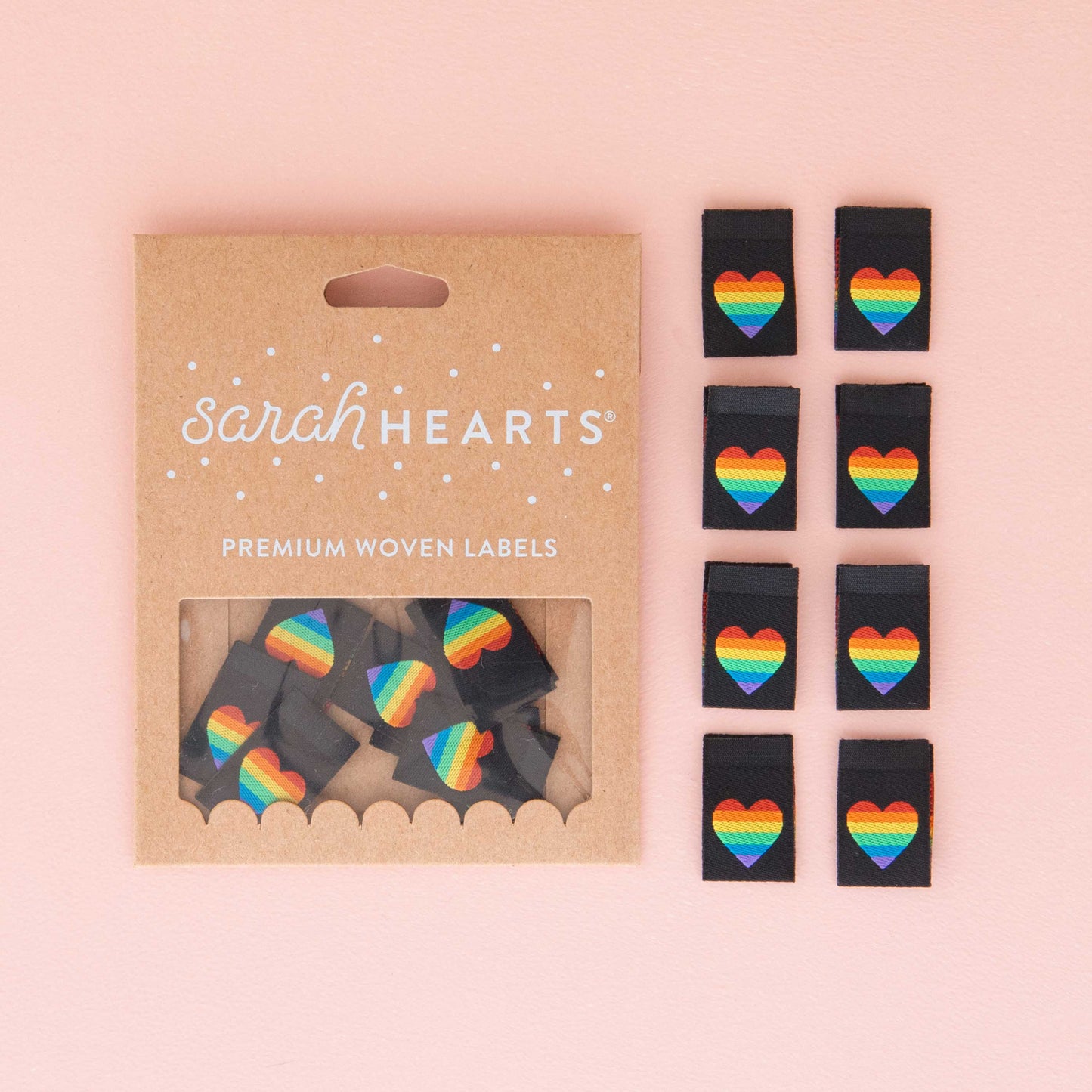 Pride Rainbow Heart Woven Sewing Quilt and Garment Labels