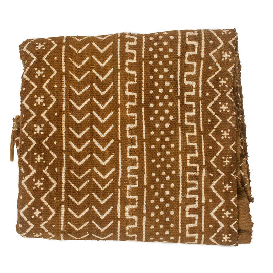 Caramel Brown Bogolan Mali Mud Cloth (Troungoumbe Design) - approx 38-43 x 63-66"