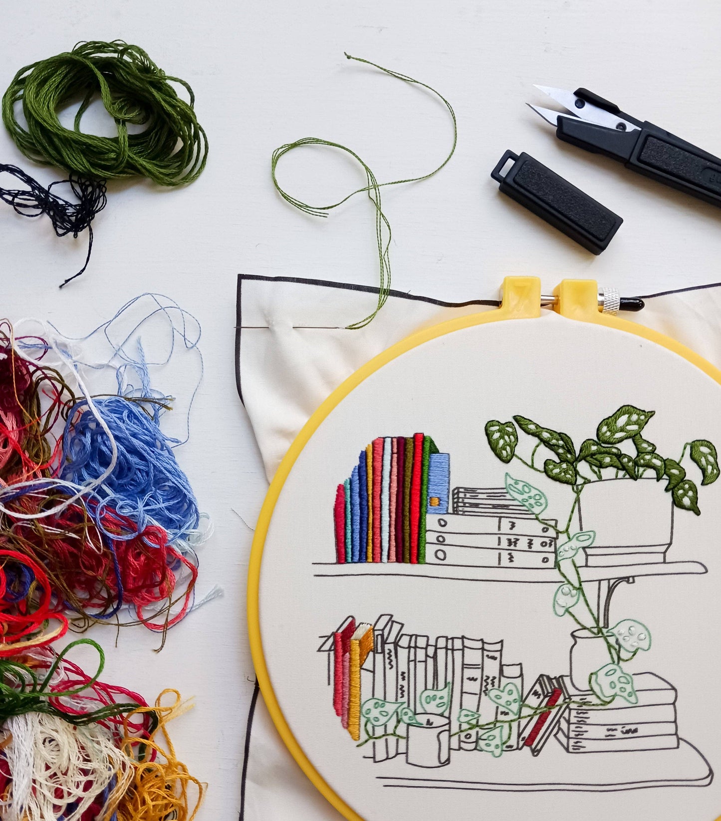 Shelfie pre-printed fabric embroidery pattern