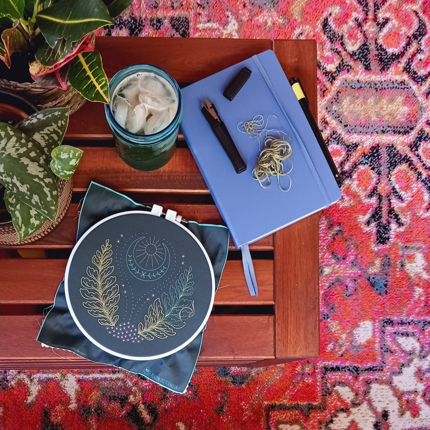 Blue moon embroidery kit