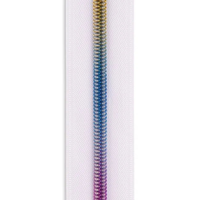 #5 Rainbow Metallic Nylon Coil Continuous Zipper by the Yard