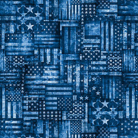 AMERICAN COUNTRY-FLAG PATCHWORK-BLUE