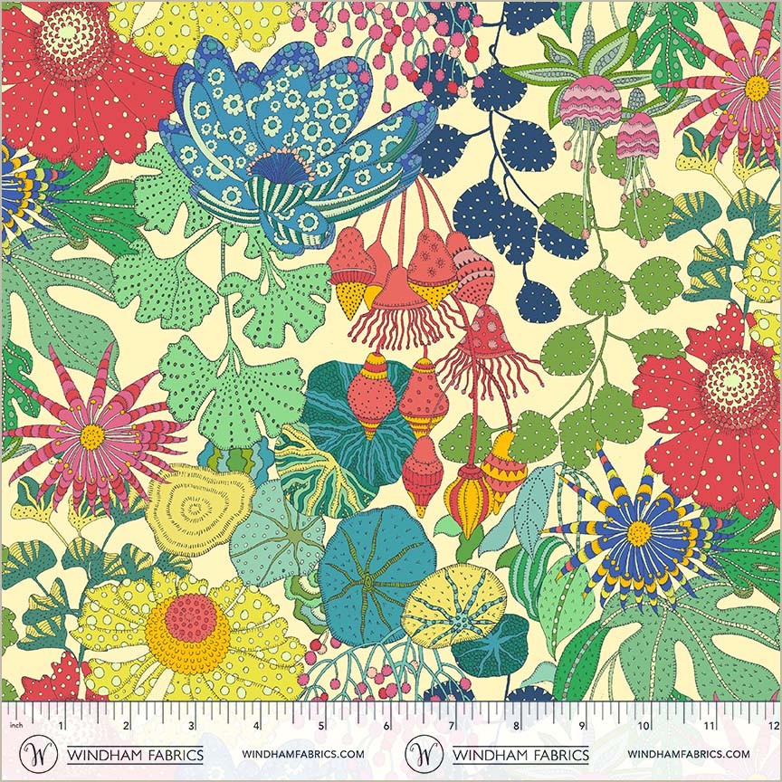 Sunshine, Peony Park, Cream, High Density Cotton