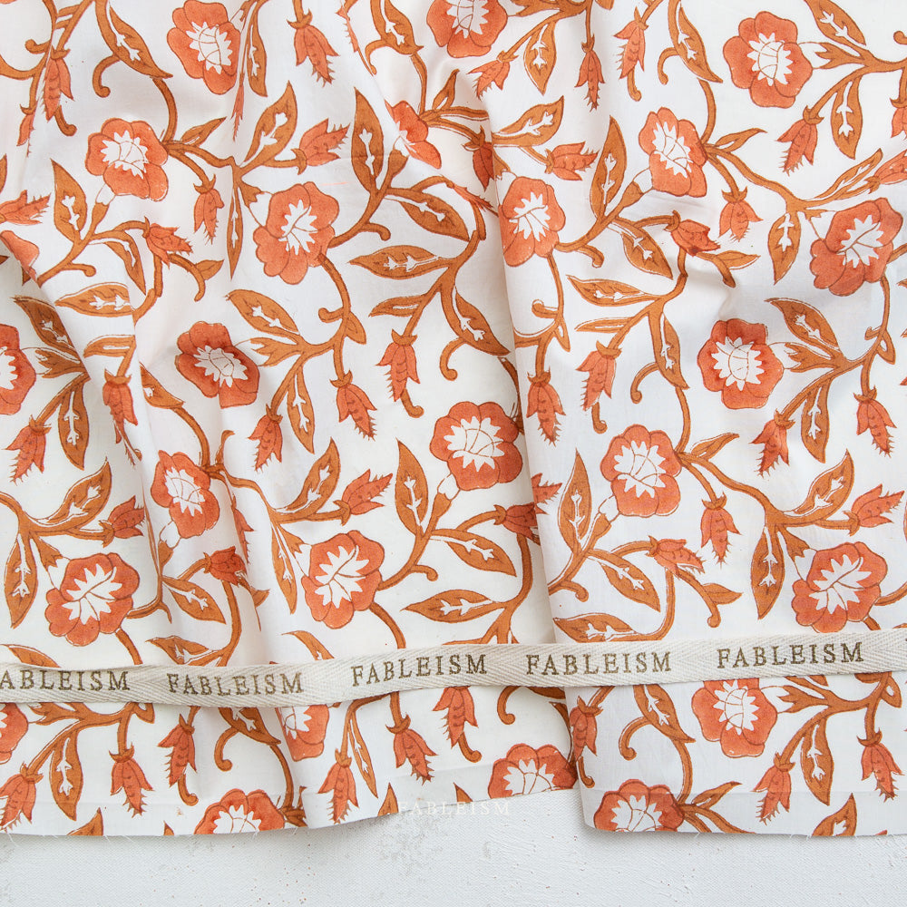 Indian Block Prints Cottage: Trumpet Vines in Sienna