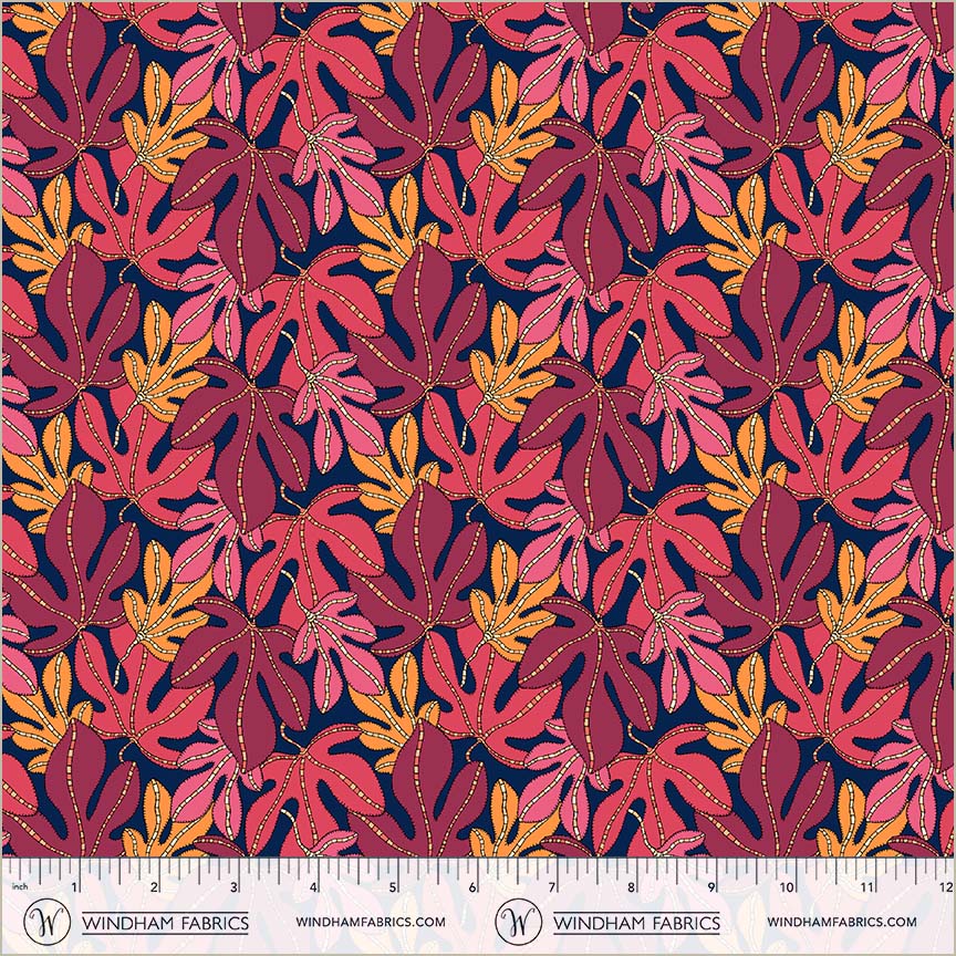 Sunshine, Monstera, Indigo, High Density Cotton