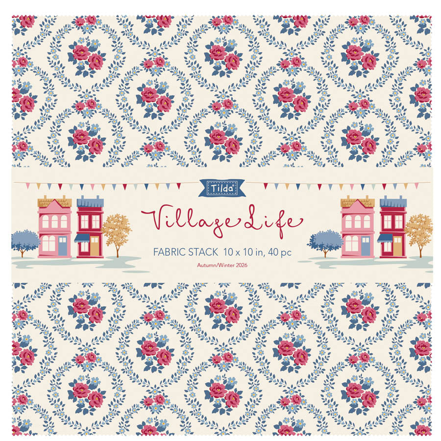 Village Life Fabric Stack 10" squares, 40 pcs ** Pre-order, Available Oct 1, 2026 **