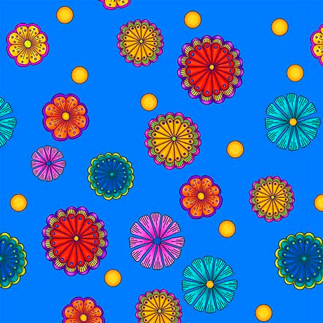 CARNIVALE-SMALL TOSSED FLOWERS-LT. ROYAL