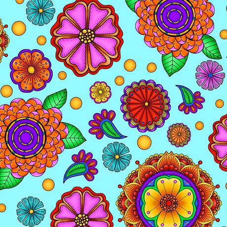CARNIVALE-LARGE FLOWERS-LT. TURQUOISE