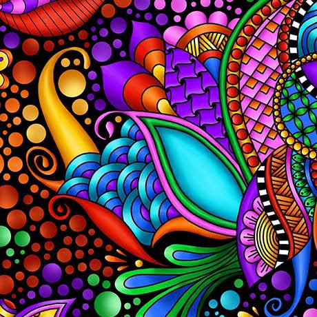 CARNIVALE-FLORAL GEOMETRIC-BLACK/MULTI