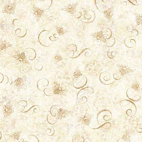 SUNFLOWER SERENADE-BEE & SCROLL TONAL-OATMEAL