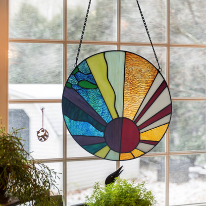 12.75"H Isaiah Multicolor Stained Glass Window Panel