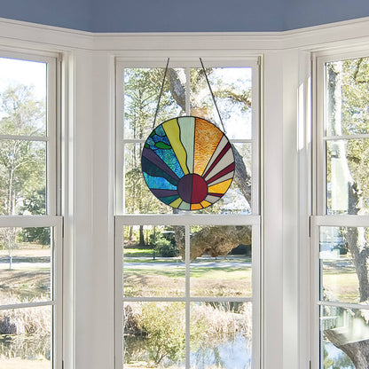 12.75"H Isaiah Multicolor Stained Glass Window Panel