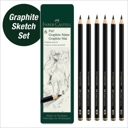 Pitt Graphite Matte Pencils for Drawing, Tin of 6