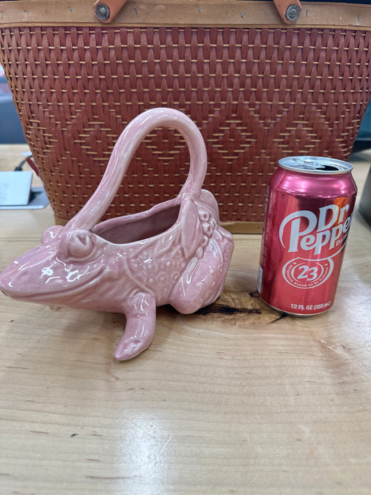 Vintage McCoy Pottery ceramic pink frog planter