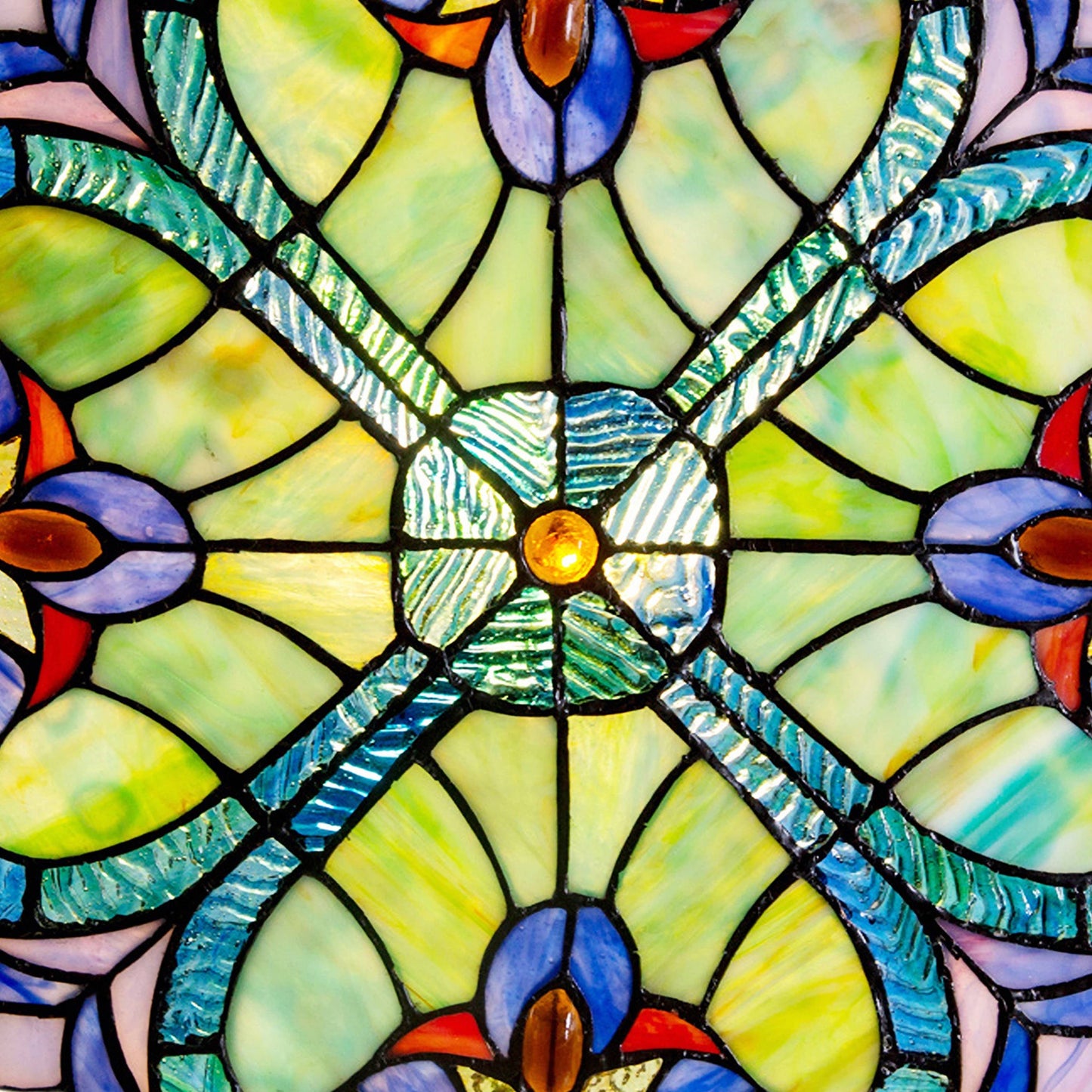 12" Halston Edwardian Stained Glass Window Panel