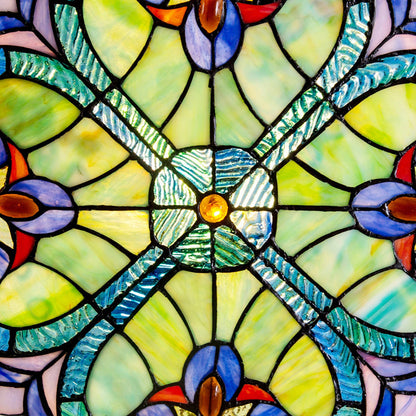12" Halston Edwardian Stained Glass Window Panel