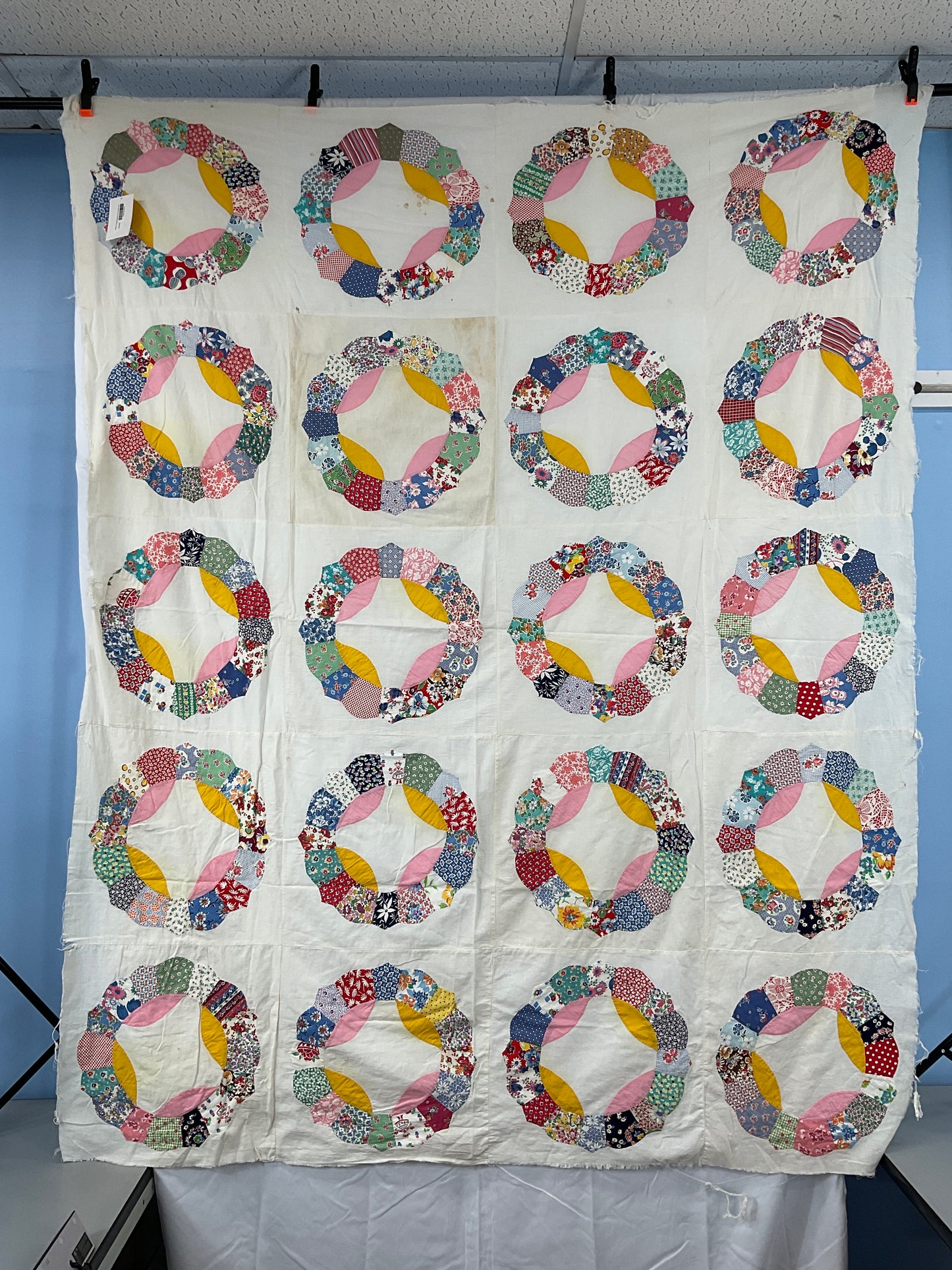 Antique English Paper Pieced Quilt Top