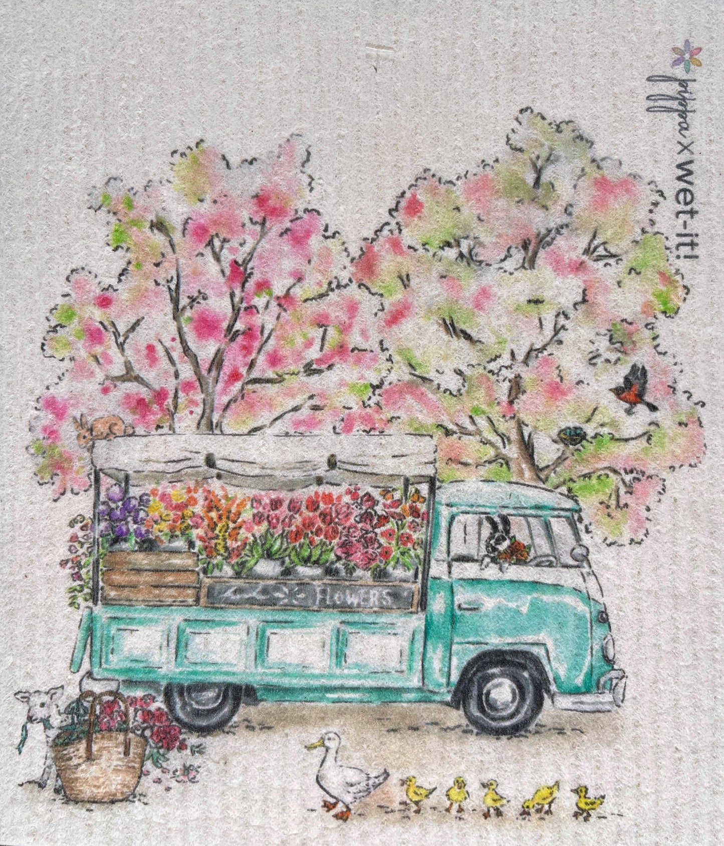 Flower Truck Swedish Cloth