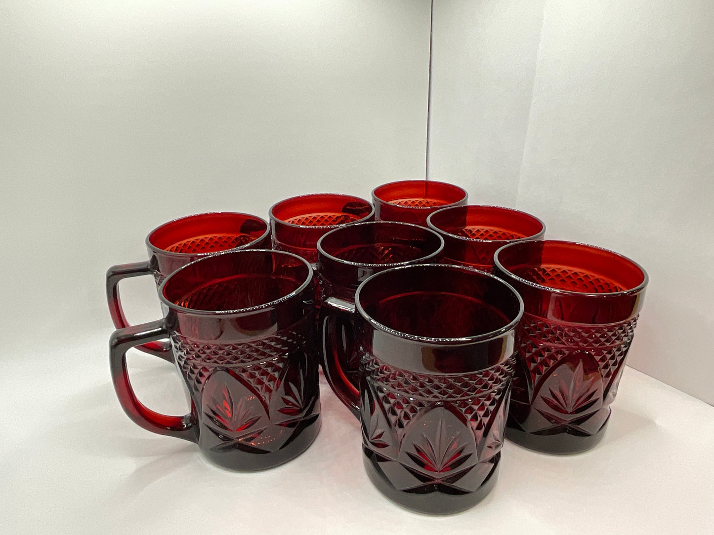 Vintage Ruby Red Luminare Mug Set of 8 ($85 for Set)