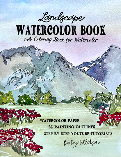 Landscape Watercoloring Book - Outlines with Video Tutorials