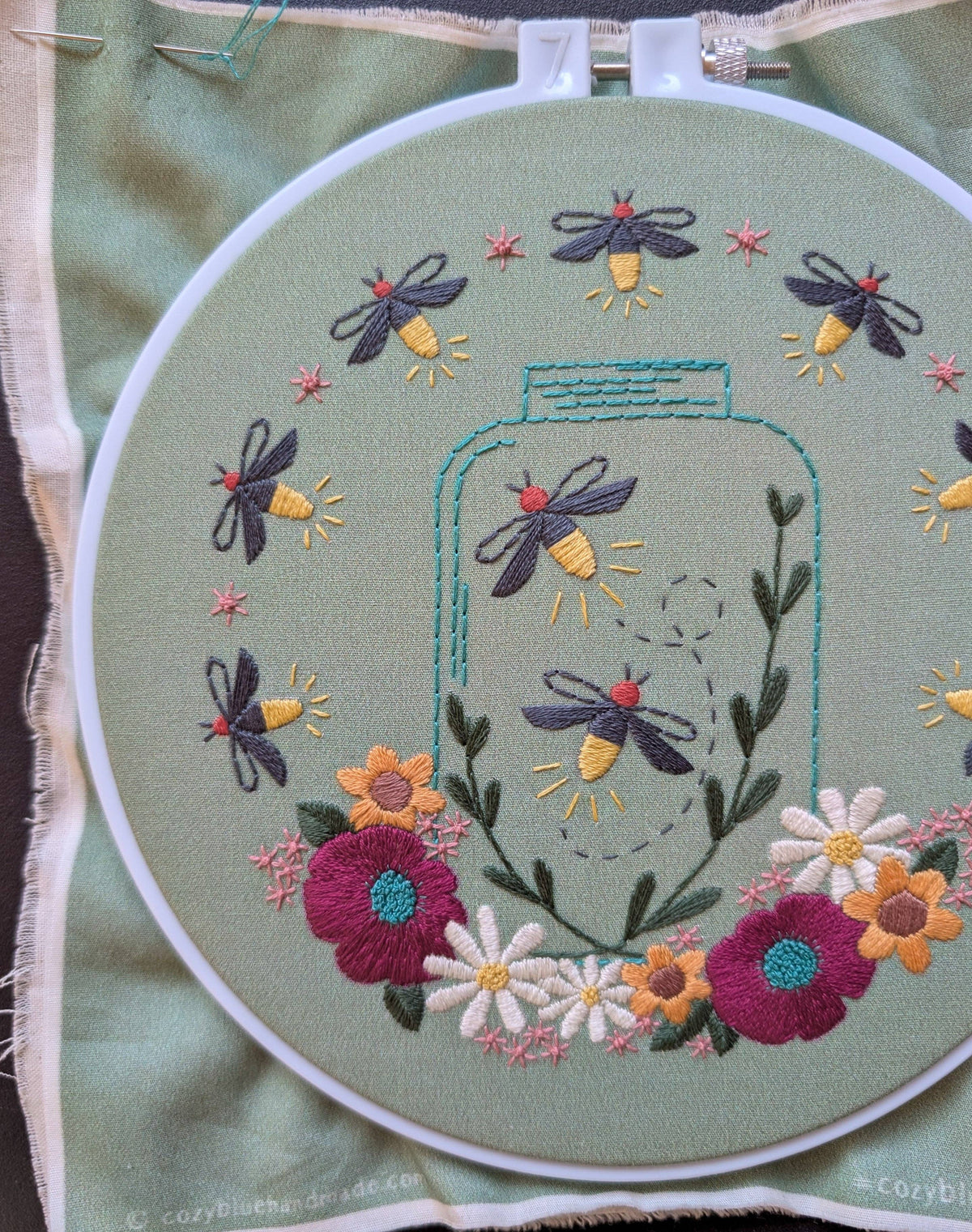 Fireflies embroidery kit