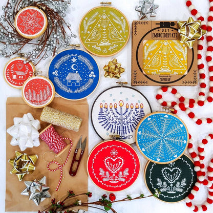 Holiday heart embroidery kit