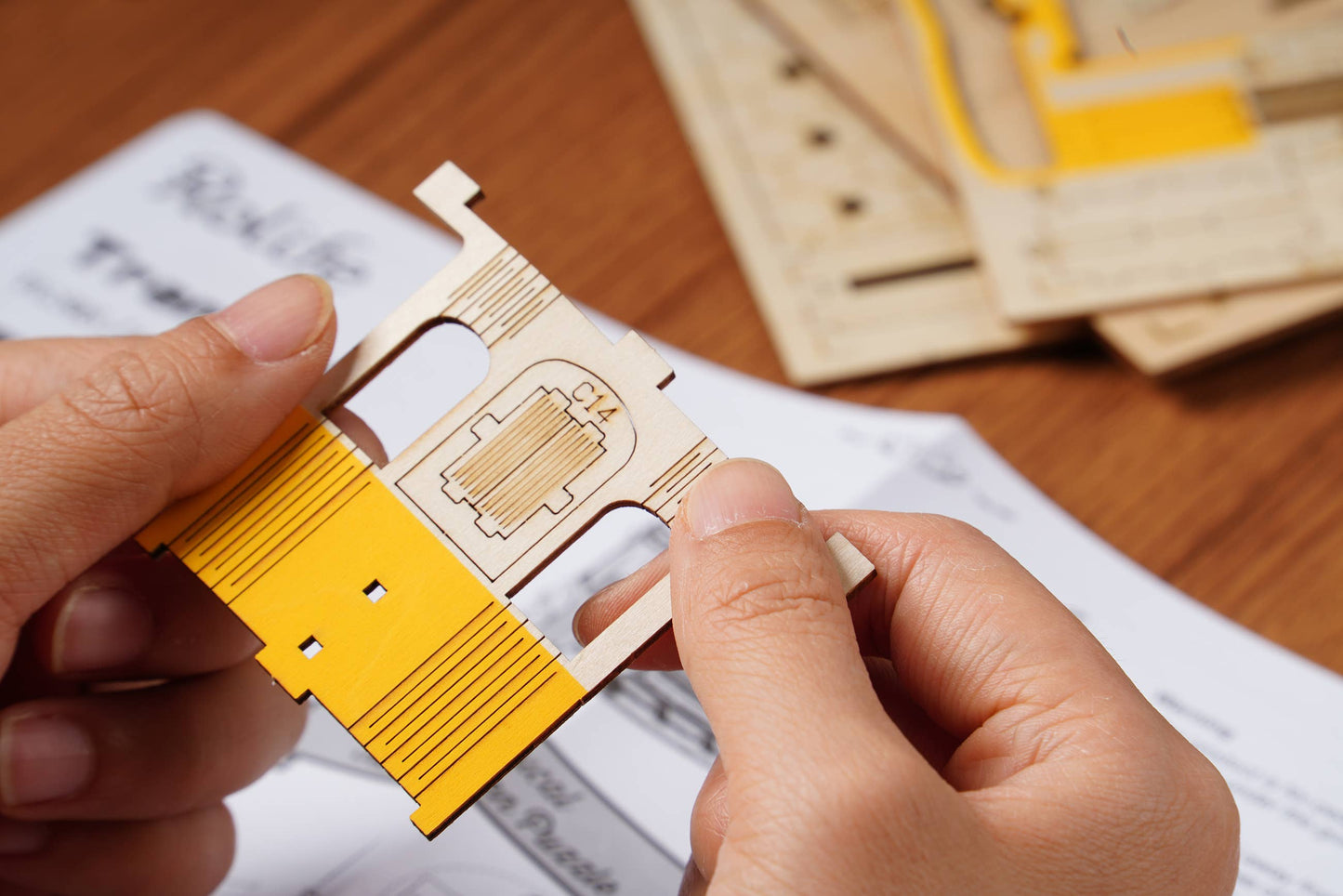 3D Laser Cut Wooden Puzzle: Tramcar