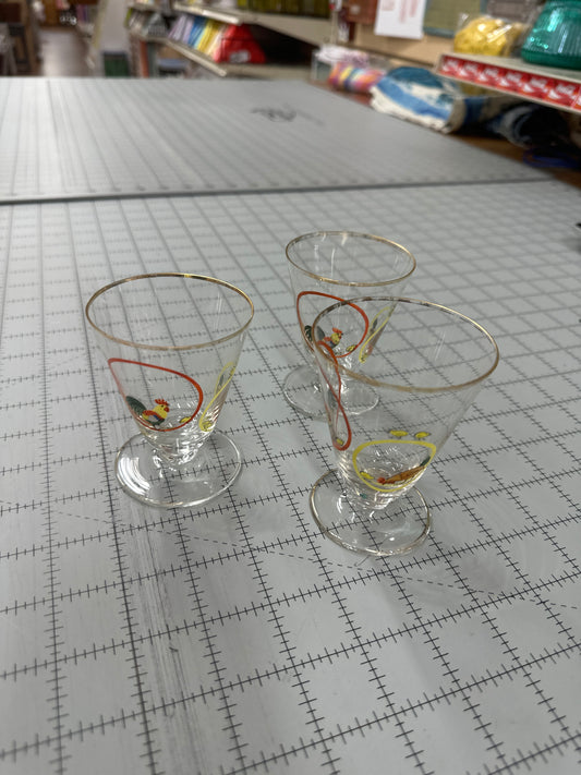 Vintage hand painted liqueur glasses (set of 3).