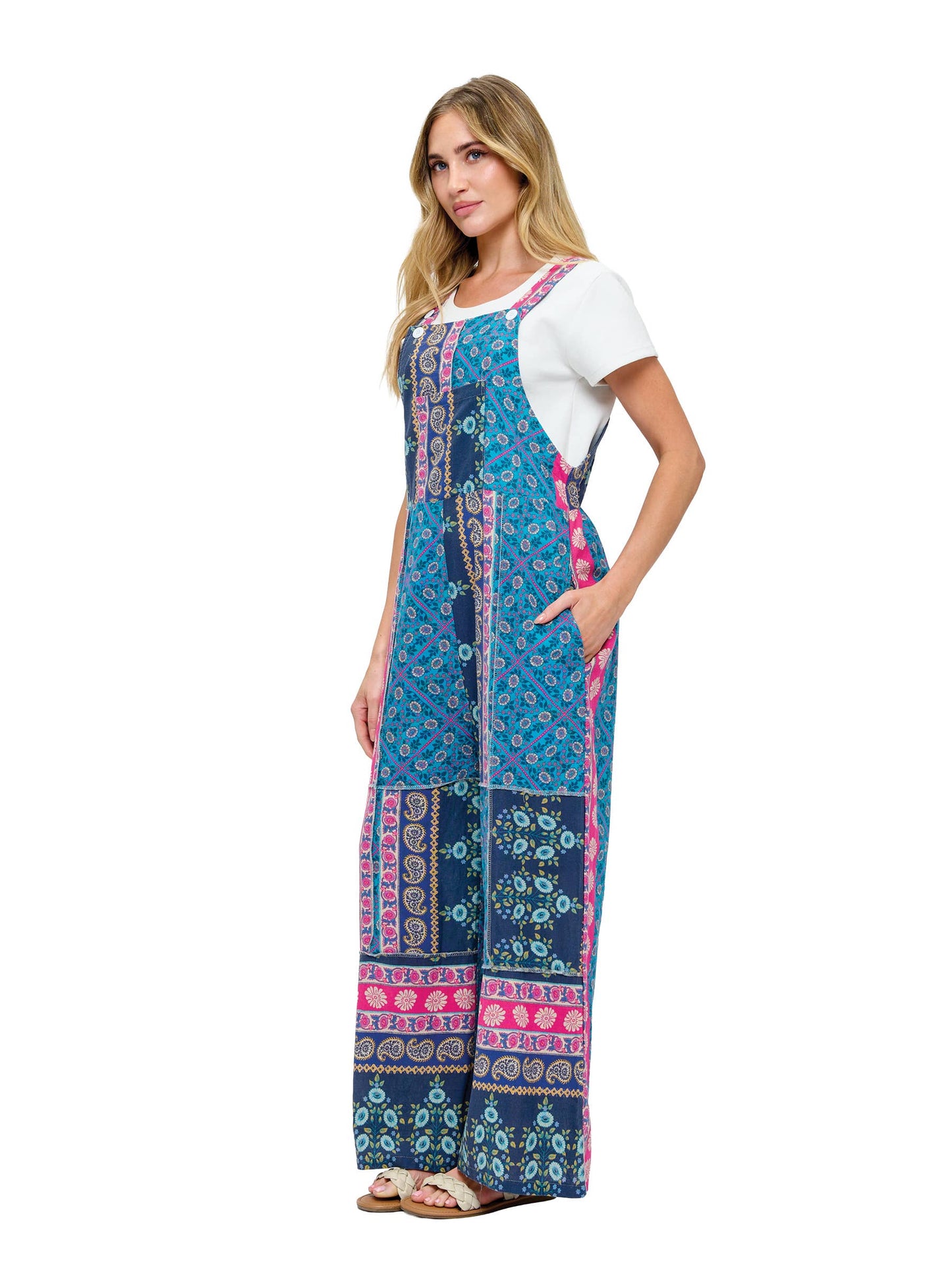 Boho Overall Patchwork Striped Floral