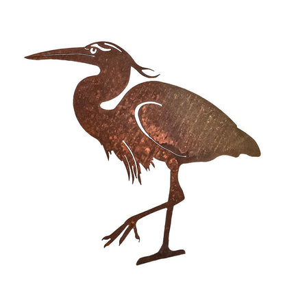 Mtl Rust/Nat Great Blue Heron Garden Art
