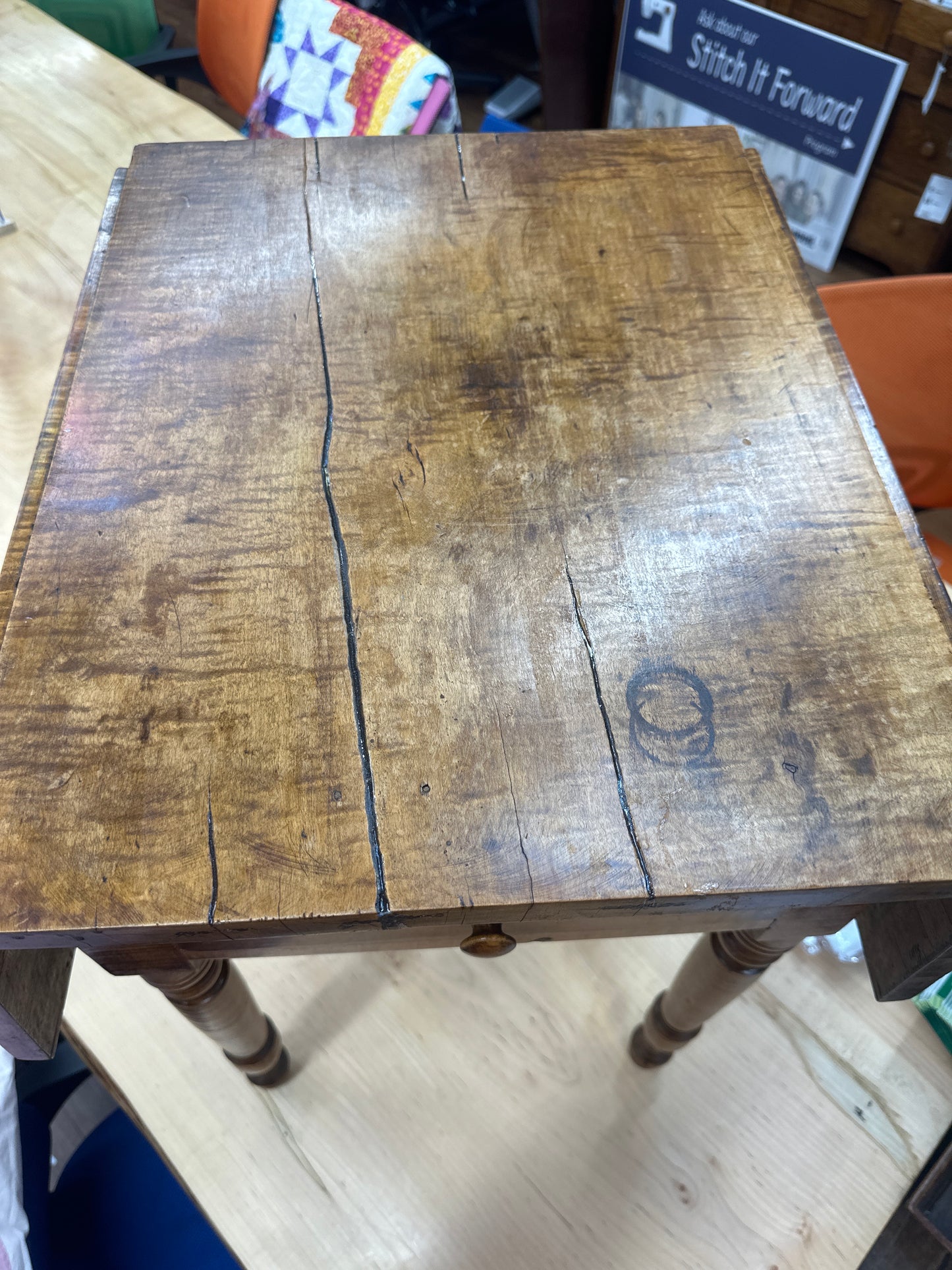 Antique tiger maple side table