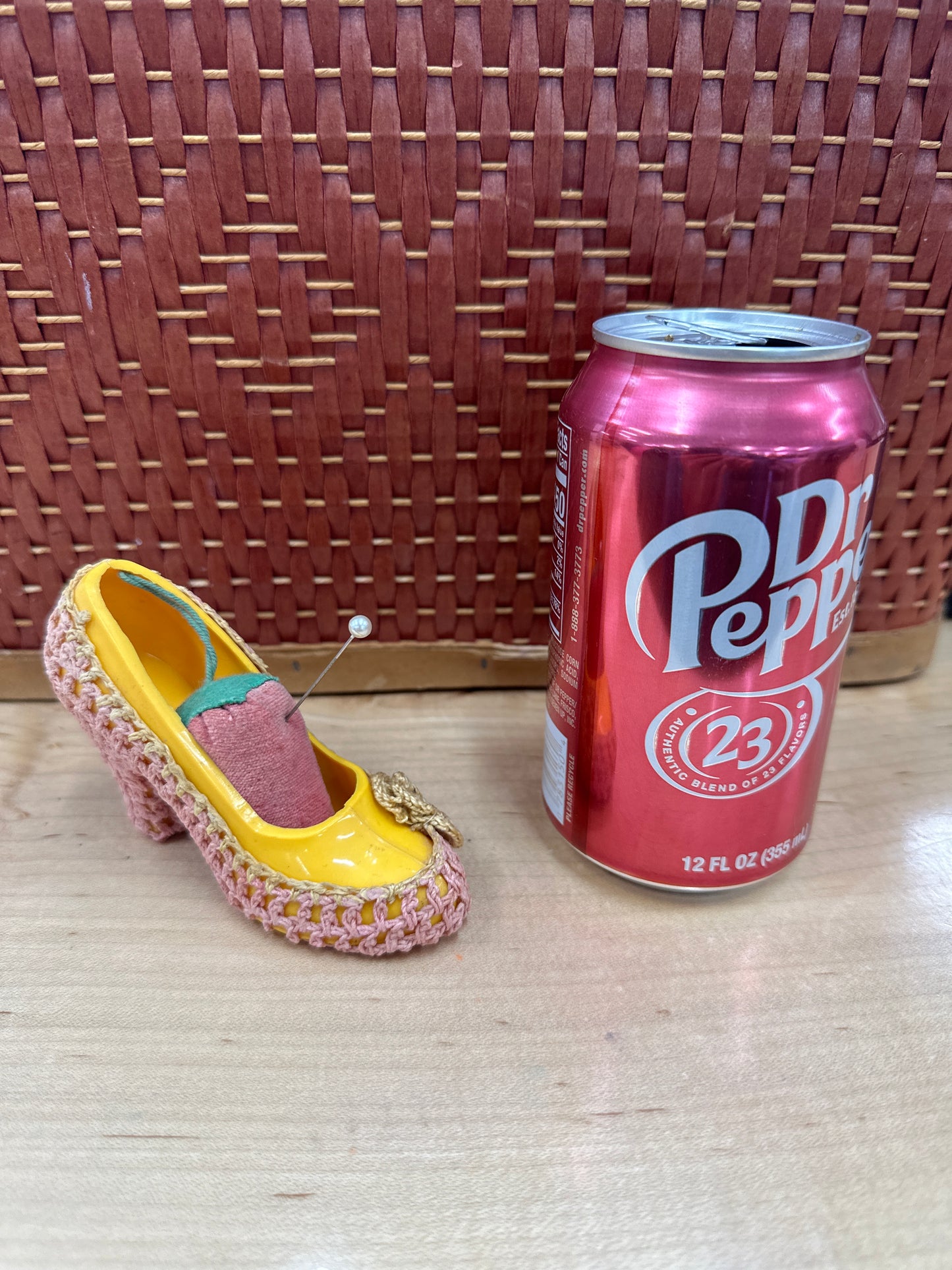 Vintage plastic pin cushion shoe