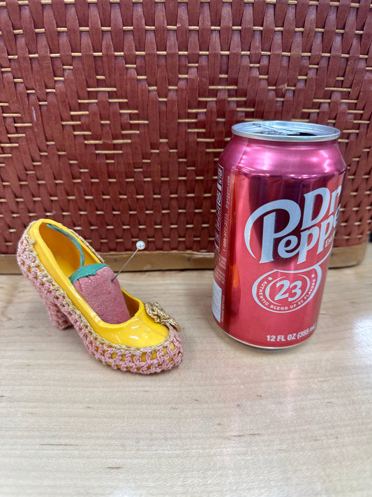 Vintage plastic pin cushion shoe