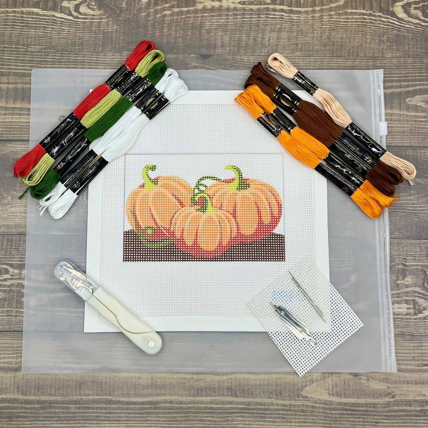 Three Pumpkins Needlepoint Kit