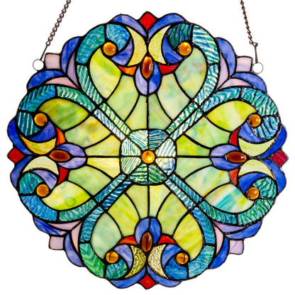 12" Halston Edwardian Stained Glass Window Panel